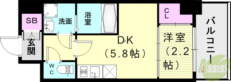 アドバンス神戸ラシュレの間取り