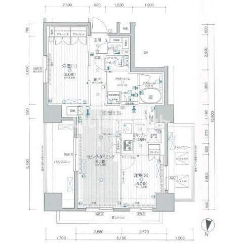 平塚市見附町のマンションの間取り