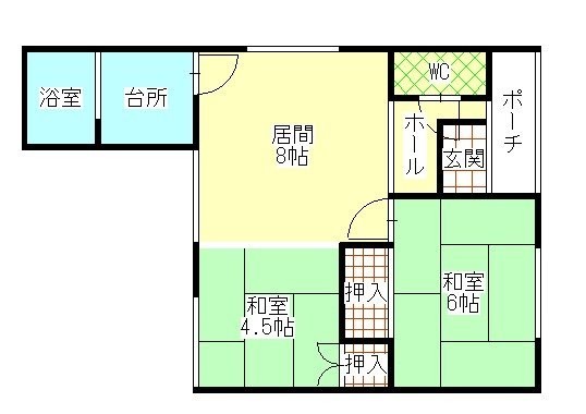 網走市台町三丁目　長屋の間取り