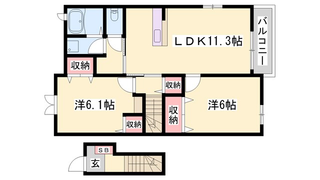 滝野リバティグレイスＢの間取り