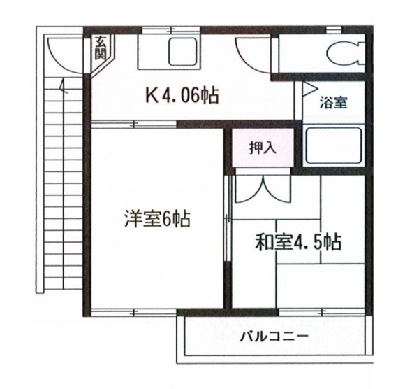 ＪＲ外房線 誉田駅 徒歩20分 2階建 築41年の間取り写真