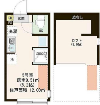 西武新宿線 沼袋駅 徒歩8分 2階建 築4年の間取り写真