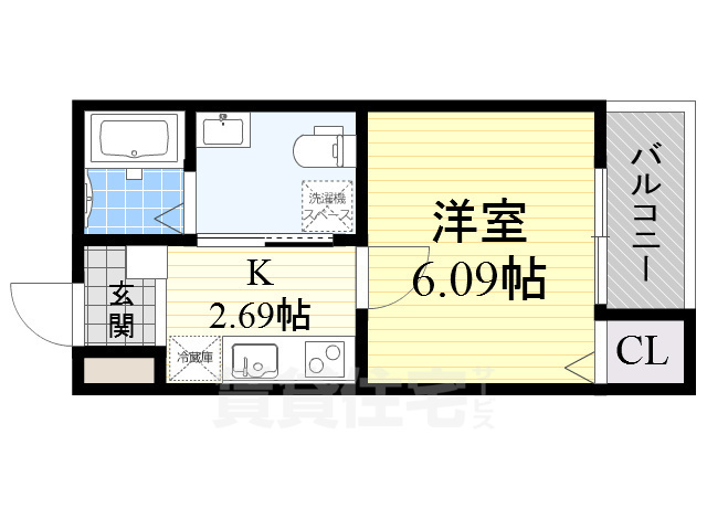 ＪＲ阪和線 長居駅 徒歩3分 3階建 築8年の間取り写真