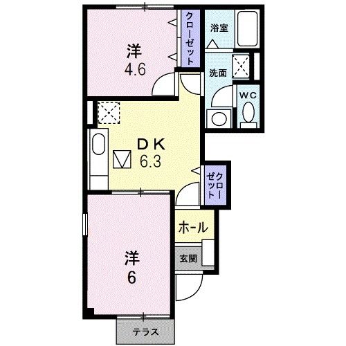 八女郡広川町大字広川のアパートの間取り