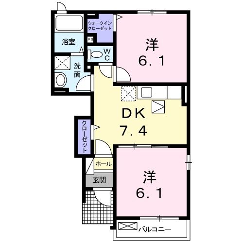 新居浜市東田のアパートの間取り