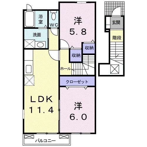 指宿市十二町のアパートの間取り