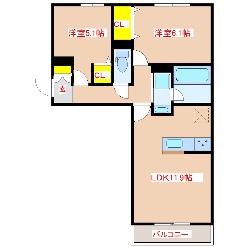 【D-ROOM大小路プレミアムの間取り】