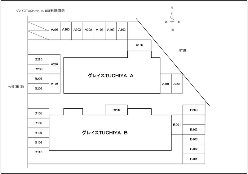 【グレイスＴＵＣＨＩＹＡ　Ｂ棟の駐車場】