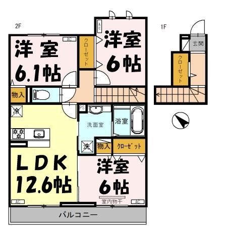 大枝D-ROOM　B棟の間取り