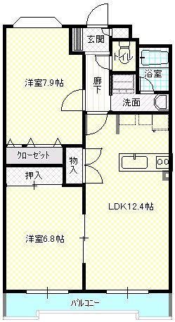 大崎市古川中里のマンションの間取り