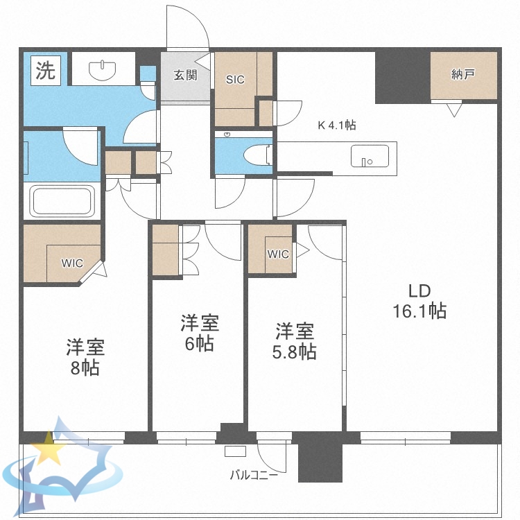 札幌市北区北八条西のマンションの間取り