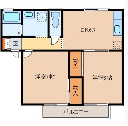 龍ケ崎市長山のアパートの間取り