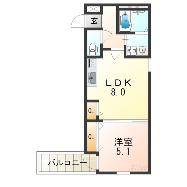 大阪市住吉区我孫子西のアパートの間取り