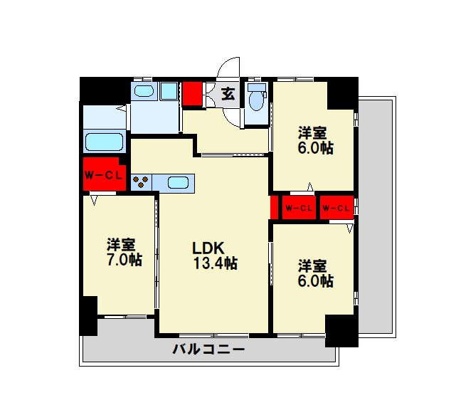 北九州市戸畑区沖台のマンションの間取り