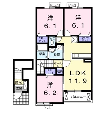 徳島市安宅のアパートの間取り