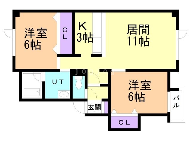 札幌市西区八軒六条西のマンションの間取り