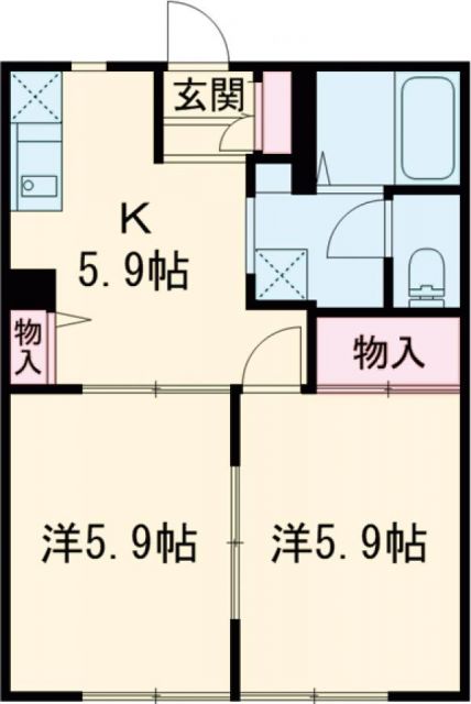 津市高茶屋小森上野町のアパートの間取り