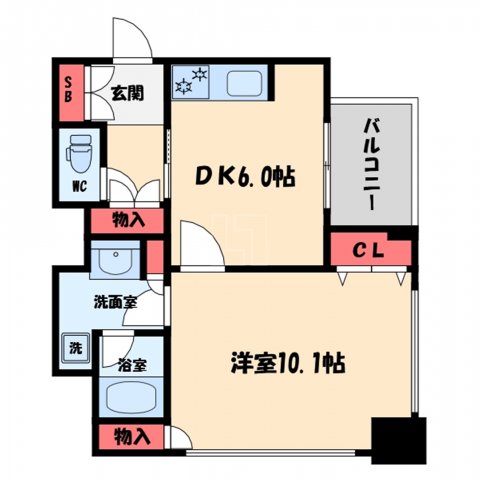 大阪市中央区東心斎橋のマンションの間取り