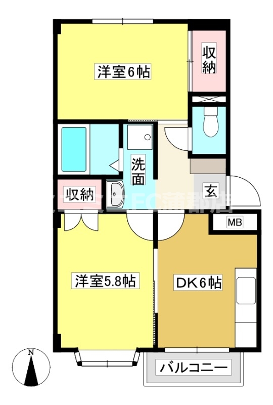 グリーンハイツ深田Bの間取り