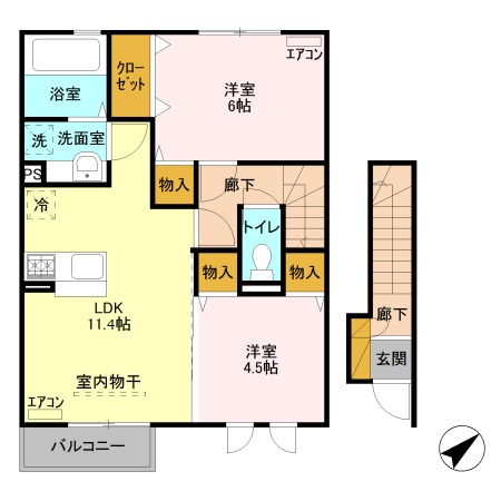 高崎市足門町のアパートの間取り