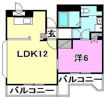 松山市千舟町のマンションの間取り