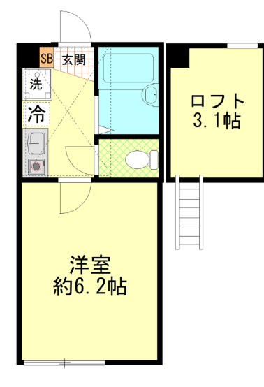 【川崎市中原区上丸子天神町のアパートの間取り】