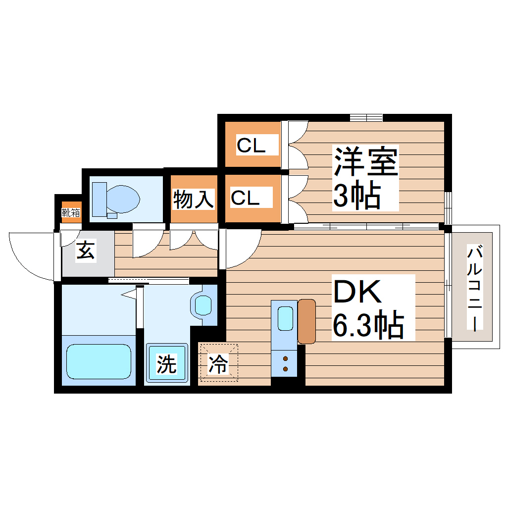 Escondite川内B棟（エスコンディーテ）の間取り