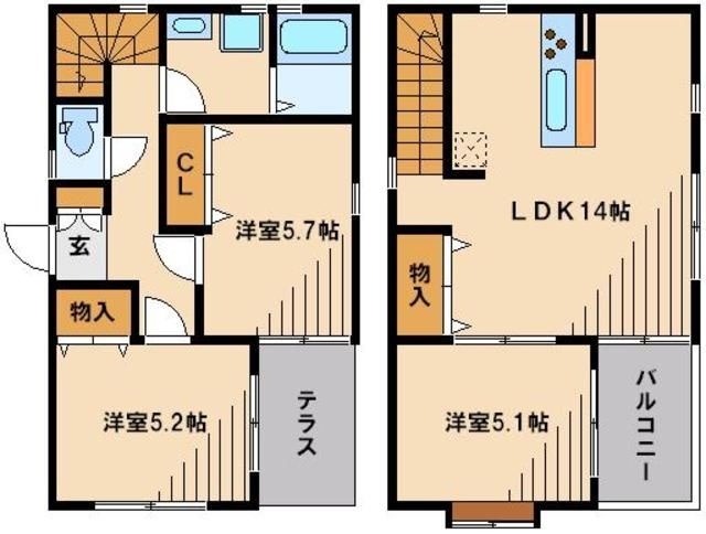 西武新宿線 新狭山駅 徒歩12分 2階建 築15年の間取り写真