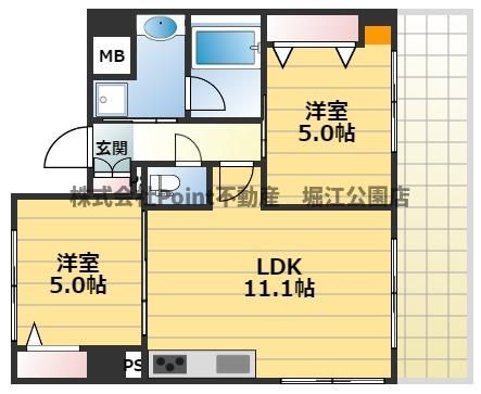 近鉄奈良線 大阪上本町駅 徒歩5分 8階建 築8年の間取り写真