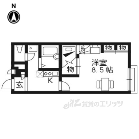 木津川市木津町のアパートの間取り