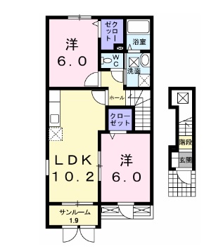 五泉市船越のアパートの間取り