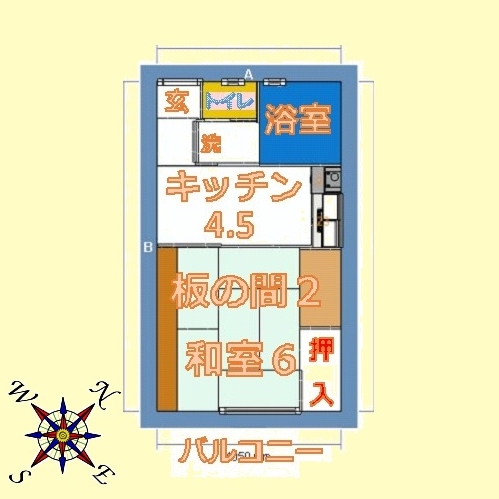 仙台市宮城野区銀杏町のアパートの間取り