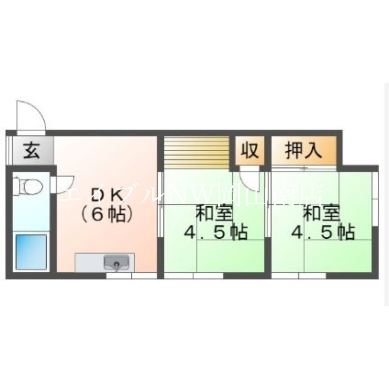 岡山市南区松浜町のアパートの間取り