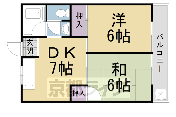 京都市左京区山端大城田町のアパートの間取り