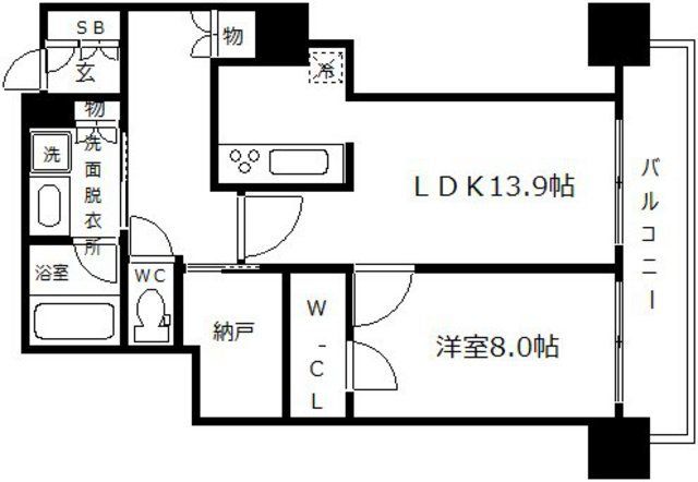 大阪市西区江之子島のマンションの間取り