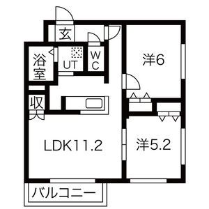 札幌市東区北四十一条東のマンションの間取り