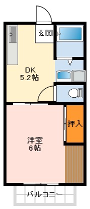 大阪狭山市池尻中のアパートの間取り