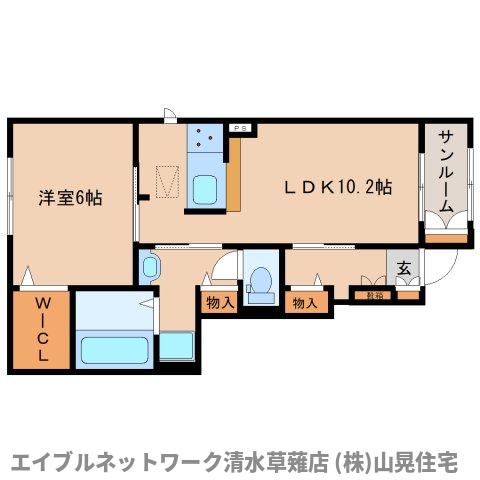 静岡市葵区瀬名中央のアパートの間取り