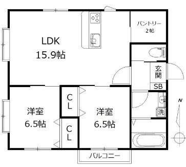 世田谷区弦巻のアパートの間取り