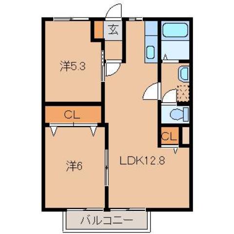 【橋本市岸上のアパートの間取り】