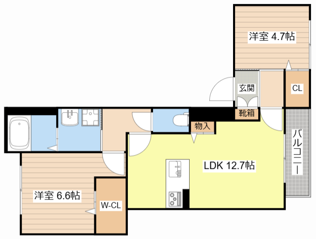 彦根市竹ケ鼻町のマンションの間取り