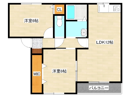 姫路市飾磨区付城のアパートの間取り