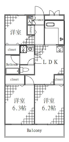 【江東区大島のマンションの間取り】