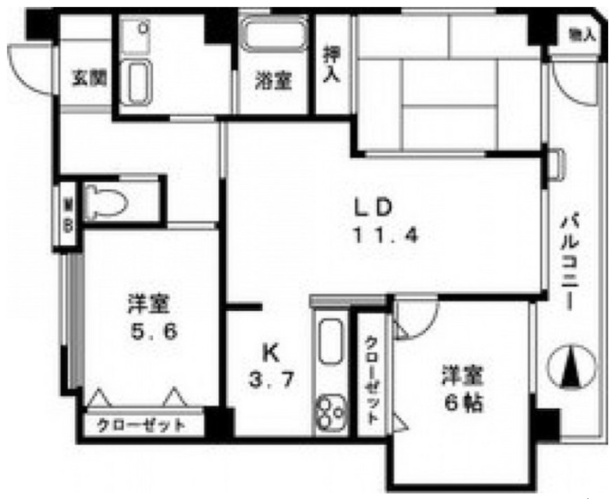 広島市西区中広町のマンションの間取り