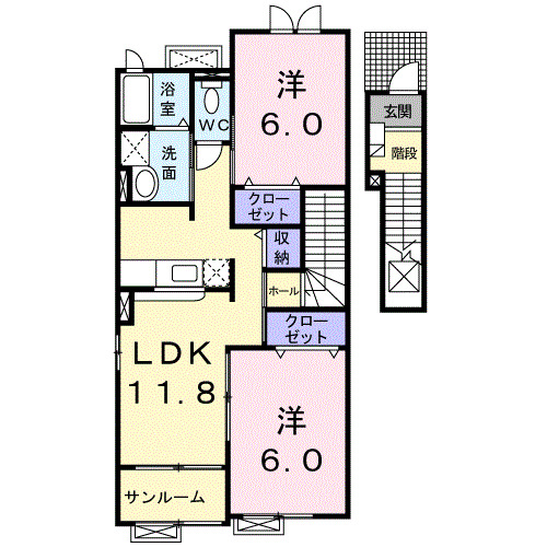 高岡市伏木本町のアパートの間取り