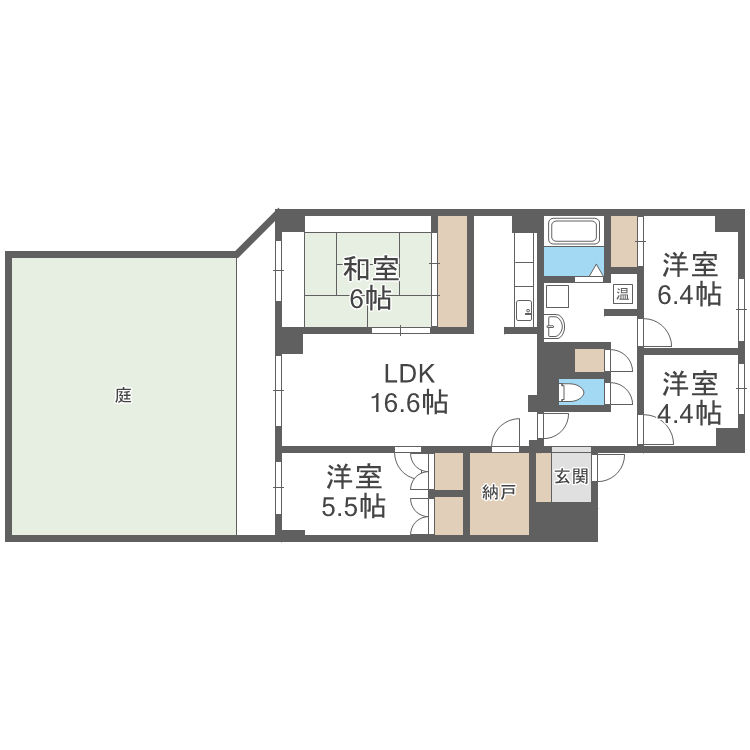 札幌市東区北二十七条東のマンションの間取り