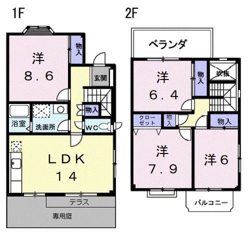 和歌山市津秦のアパートの間取り