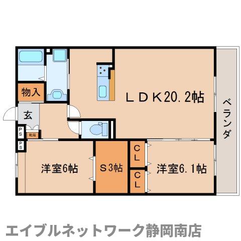 静岡市駿河区津島町のマンションの間取り