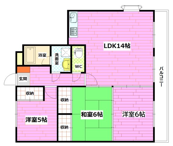 広島市安佐南区山本のマンションの間取り