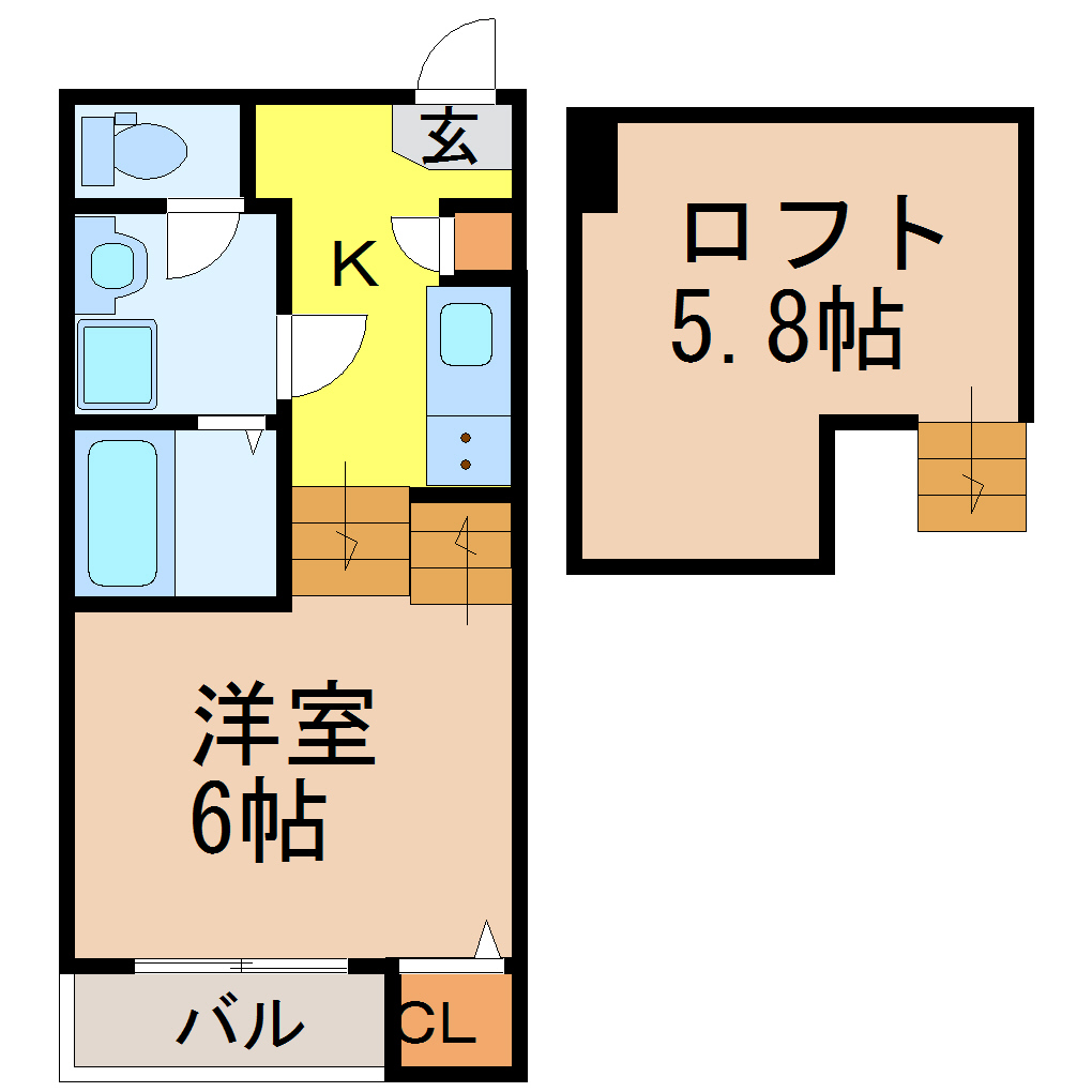 名古屋市昭和区川名町のアパートの間取り